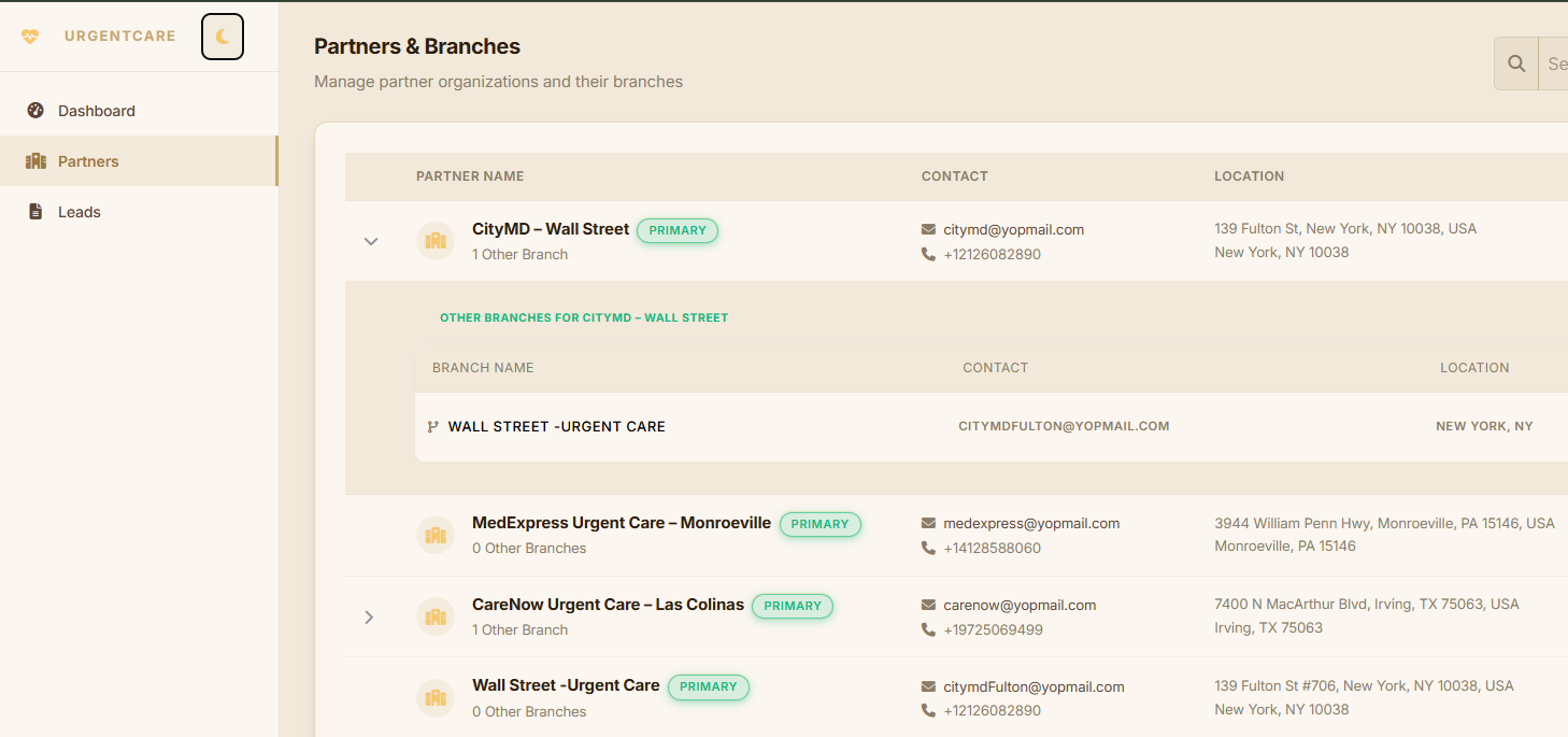 UrgentCare Interface Light